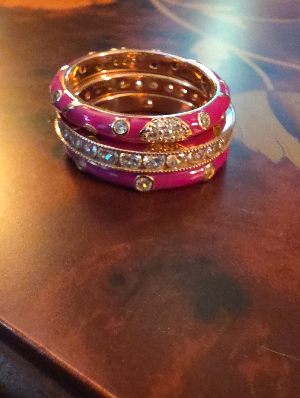 Diamonique CZ Enamel Ring Set Sterling Silver Size  10